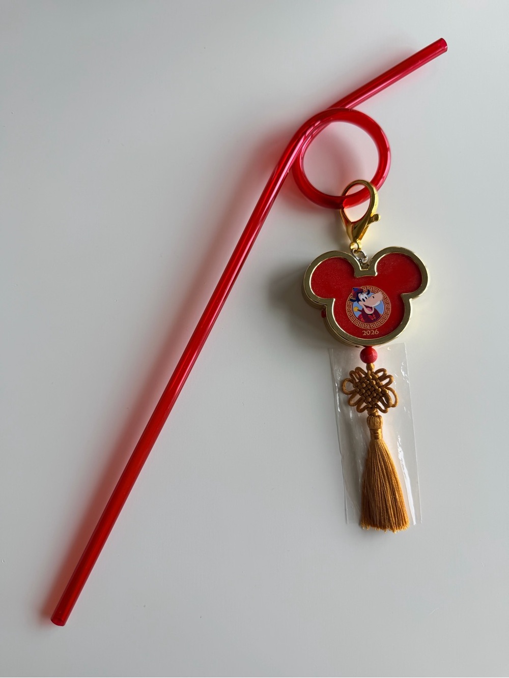 2026 Lunar New Year Horace Disneyland Resort Straw Clip w/Straw Disney LIMITED